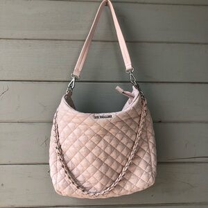 MZ Wallace Dusty Pink Crosby Sienna Quilted Crossbody Bag.